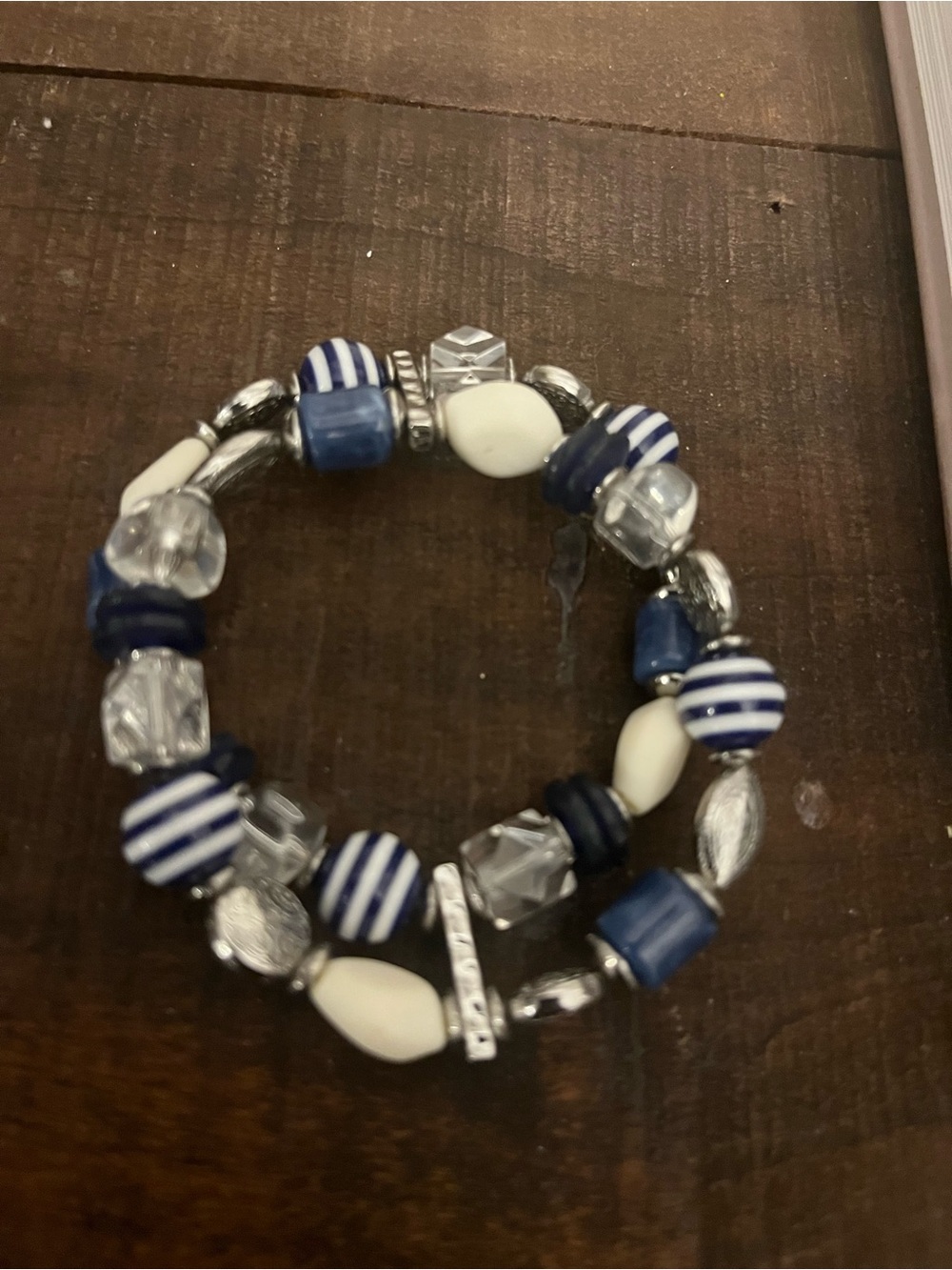Chico’s Blue & White Beaded Stretch Bracelet - Women Jewelry